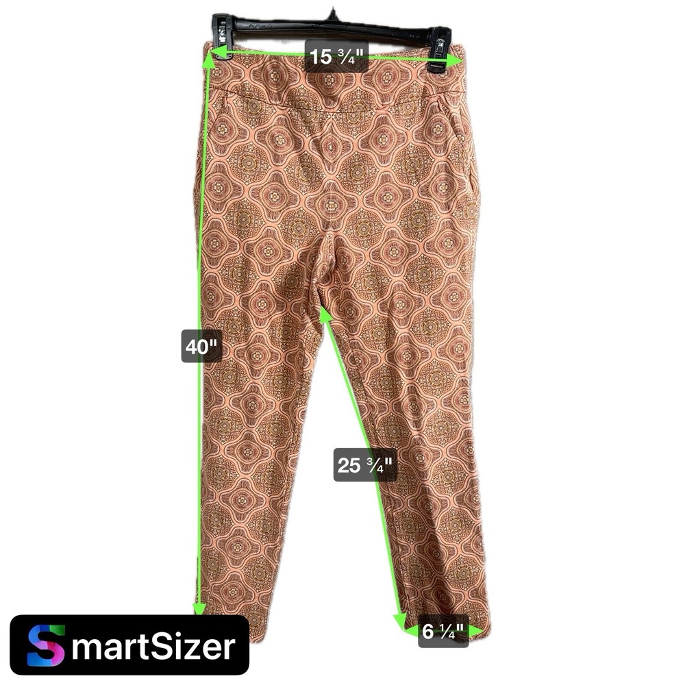 Soft Surroundings Skinny Ankle Pants Orange Floral Stretch Pull-On size Medium - Picture 6 of 6